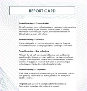 lab report card for future development